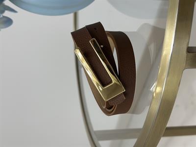 Gold Tokalı Dikdörtgen Kemer Taba