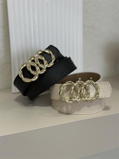 Gold Tokalı Halka Kemer Bej