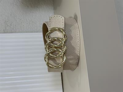 Gold Tokalı Halka Kemer Bej