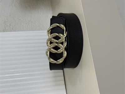 Gold Tokalı Halka Kemer Siyah