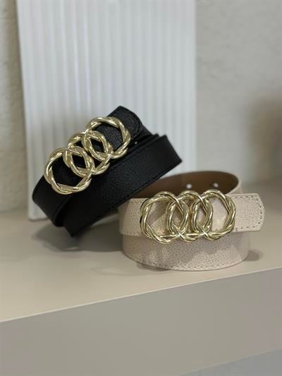 Gold Tokalı Halka Kemer Siyah