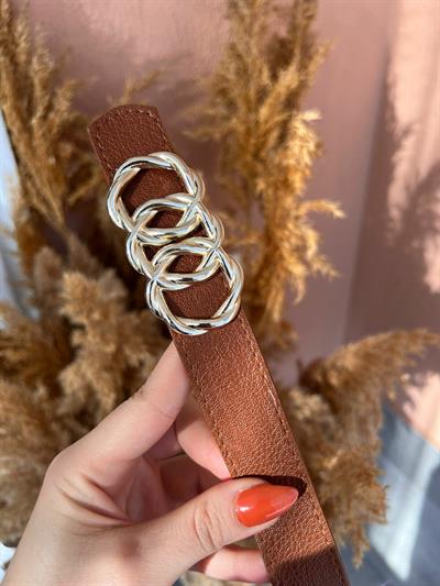 Gold Tokalı Halka Kemer Taba