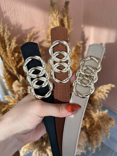 Gold Tokalı Halka Kemer Taba