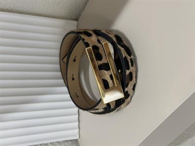 Gold Tokalı Leopar Dikdörtgen Kemer