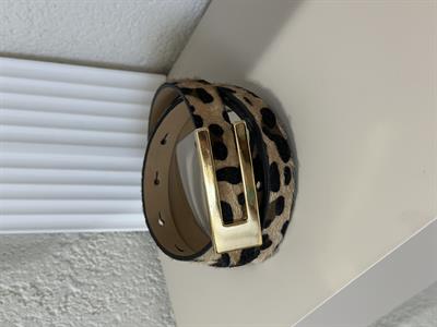 Gold Tokalı Leopar Dikdörtgen Kemer