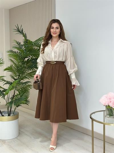 Helen Kolları Büzgü Detaylı Gömlek Taş