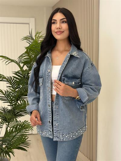 İnci Detaylı Tasarım Kot Ceket