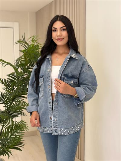 İnci Detaylı Tasarım Kot Ceket
