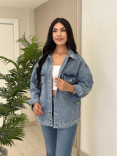 İnci Detaylı Tasarım Kot Ceket
