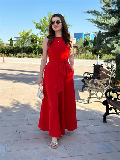 İspanyol Kuşaklı Tulum Kırmızı