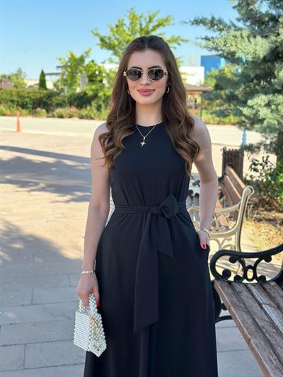 İspanyol Kuşaklı Tulum Siyah