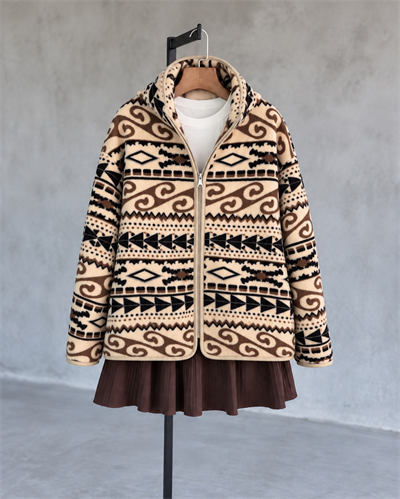 Kahve Desenli Polar Sweatshirt