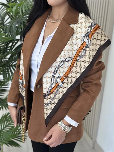 Kahve Zincir Desenli Fular