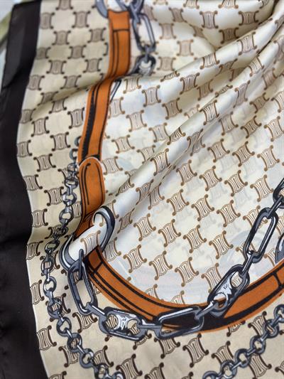 Kahve Zincir Desenli Fular