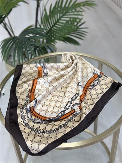 Kahve Zincir Desenli Fular