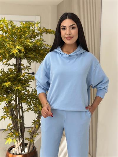 Kapşonlu Eşofman Takımı Mavi