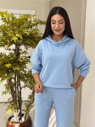 Kapşonlu Eşofman Takımı Mavi