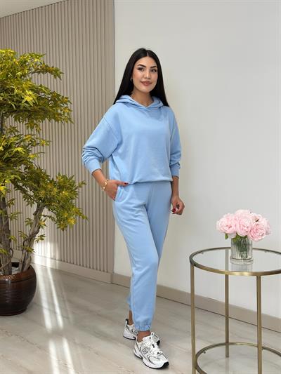 Kapşonlu Eşofman Takımı Mavi