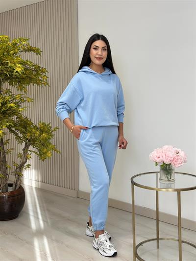 Kapşonlu Eşofman Takımı Mavi