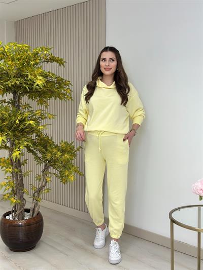 Kapşonlu Eşofman Takımı Sarı