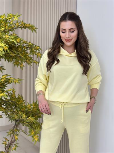 Kapşonlu Eşofman Takımı Sarı