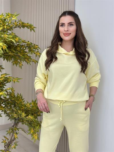 Kapşonlu Eşofman Takımı Sarı