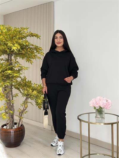 Kapşonlu Eşofman Takımı Siyah