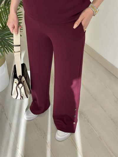 Kapşonlu Paraşüt Detaylı Paçası Çıtçıtlı Takım Mürdüm