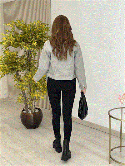 Kaşe İçi Astarlı Ceket Gri