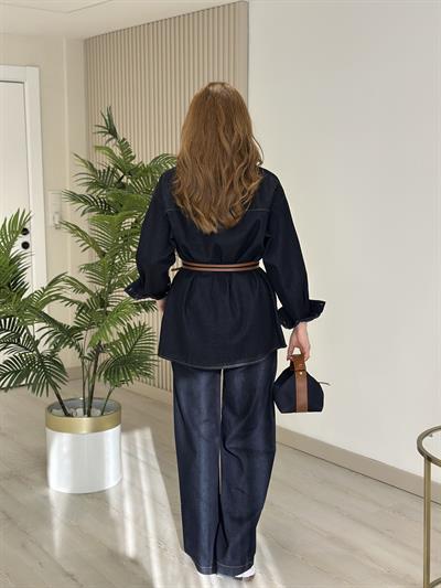 Kemerli Premium Kalite Oversıze Jean Takım 