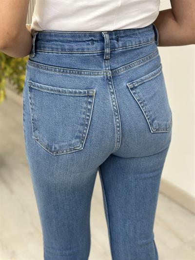 Kesik Paça Yırtmaçlı İspanyol Jean