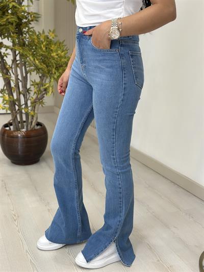 Kesik Paça Yırtmaçlı İspanyol Jean