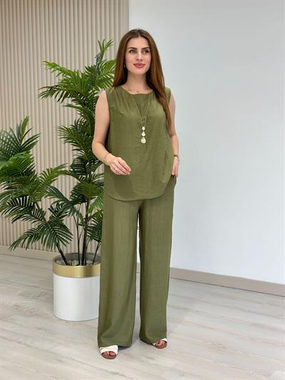 Keten Çantalı Üçlü Takım Haki