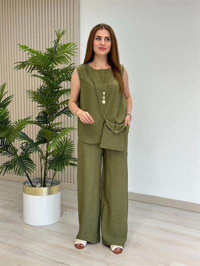 Keten Çantalı Üçlü Takım Haki