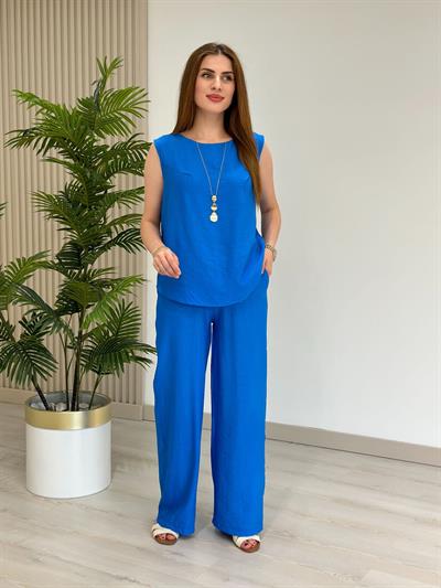 Keten Çantalı Üçlü Takım Mavi