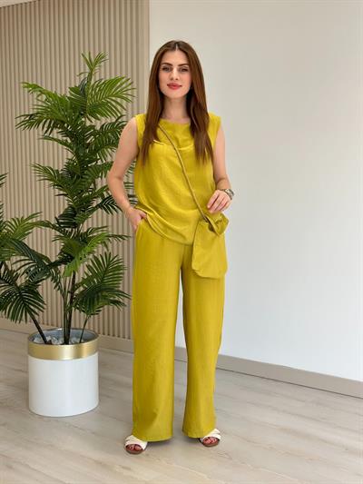 Keten Çantalı Üçlü Takım Yağ Yeşil