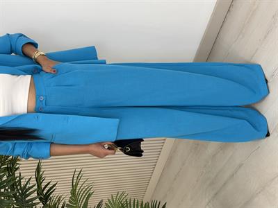 Keten Ceketli Takım Açık Mavi