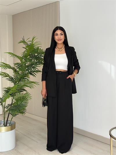 Keten Ceketli Takım Siyah