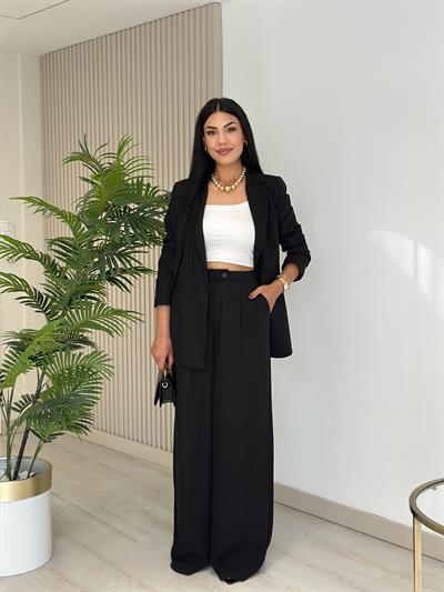 Keten Ceketli Takım Siyah