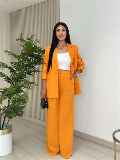 Keten Ceketli Takım Turuncu