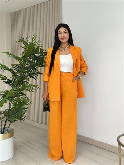 Keten Ceketli Takım Turuncu