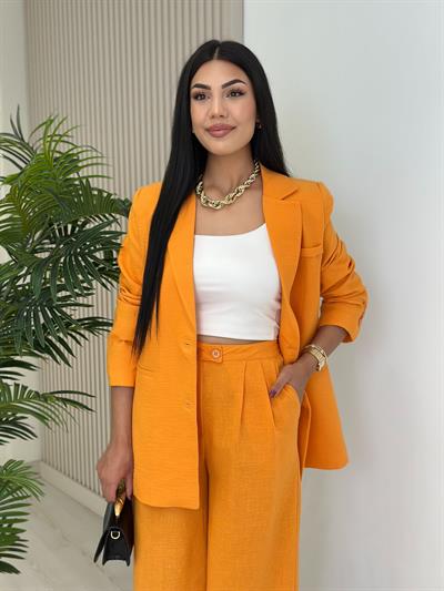 Keten Ceketli Takım Turuncu