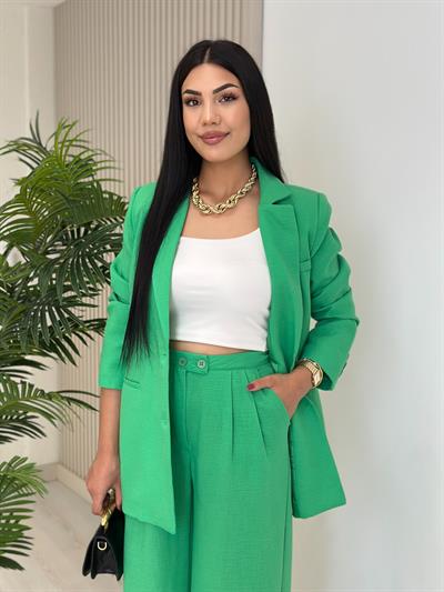 Keten Ceketli Takım Yeşil