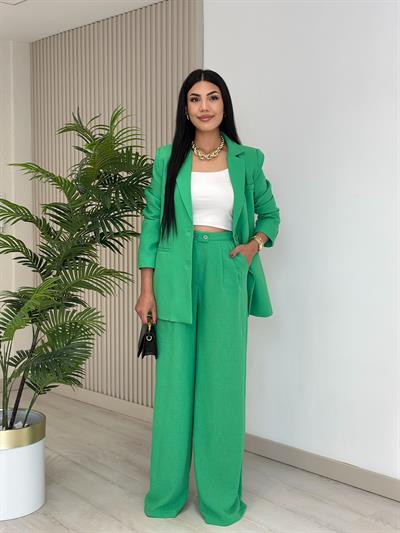 Keten Ceketli Takım Yeşil
