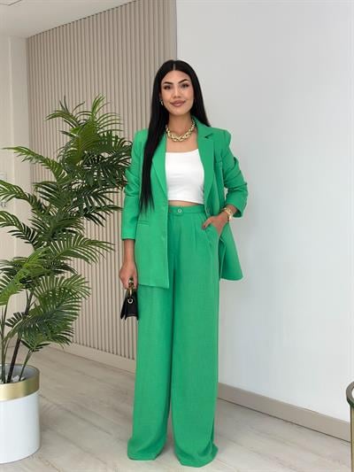 Keten Ceketli Takım Yeşil