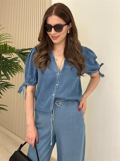 Kolları Bağcık Detaylı Orj. Marka Tensel Gömlek