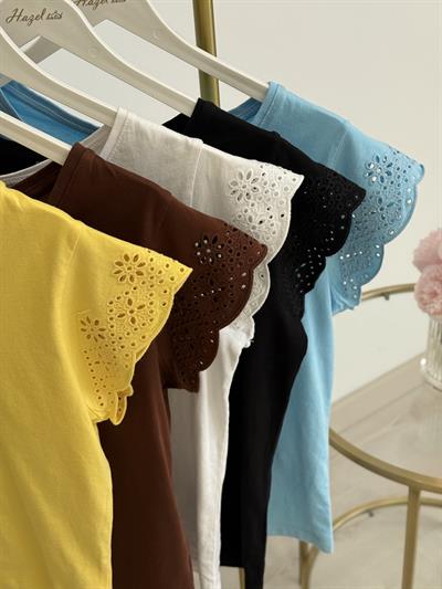 Kolları Fisto Nakışlı Tshirt Mavi