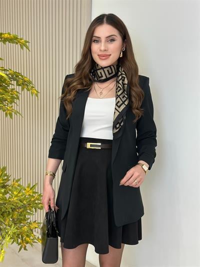Kolu Büzgü Detaylı Blazer Ceket Siyah