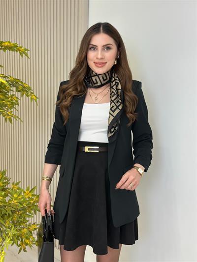 Kolu Büzgü Detaylı Blazer Ceket Siyah