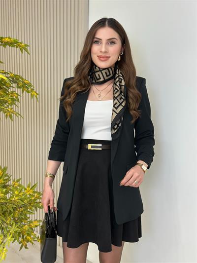 Kolu Büzgü Detaylı Blazer Ceket Siyah